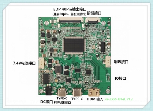 JX-2556TH-B 薄款便携液晶EDP显示器驱动板MINI HDMI+Type-C接口一线通 有HDR