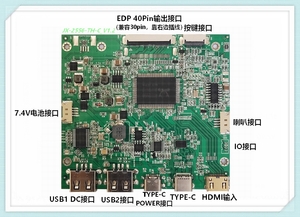 JX-2556TH-C 薄款便携EDP显示器驱动板HDMI+TypeC供电一线通+2USB拓展键盘鼠标
